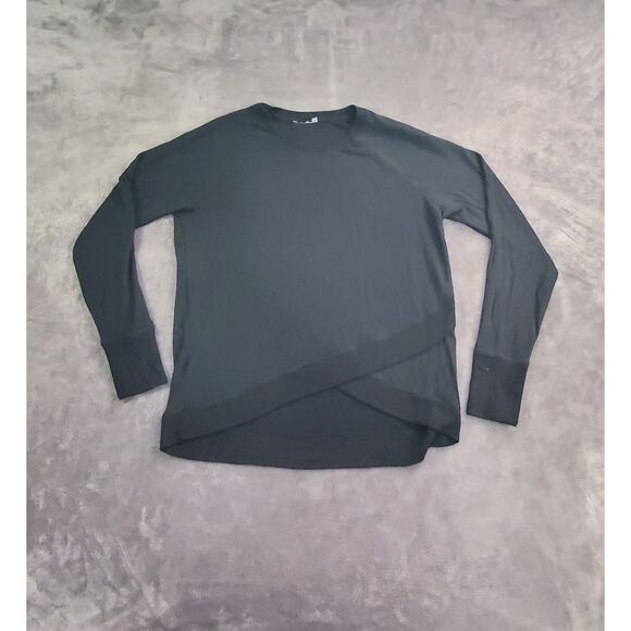 Athleta Sz M Criss Cross Sweatshirt Black Modal Pullover Sweater Winter C4-62 - Picture 1 of 8